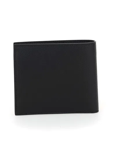 Saint Laurent Black Bi-fold Wallet With Logo Lettering On The Front In Leather Man In Black