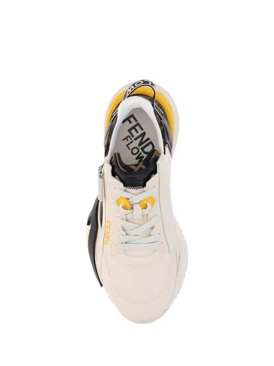 Fendi Flow Sneaker With Distinctive Monogram Accents In White