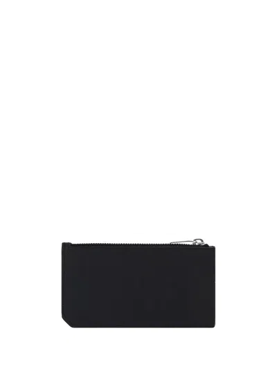 Saint Laurent Men Black Card-holder With Embossed Logo In Leather Man In Black
