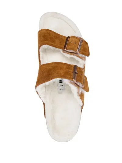 Birkenstock Arizona Shearling & Suede Sandals In Brown