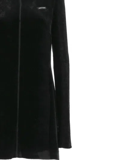 Miu Miu Long Sleeve Mini Dress In Black