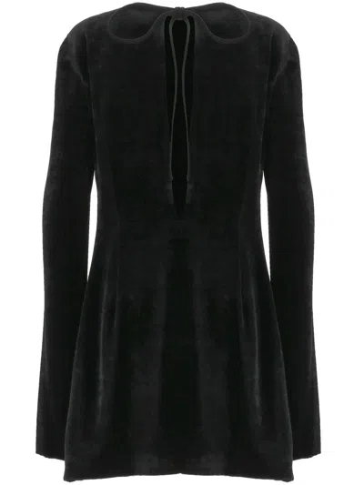 Miu Miu Long Sleeve Mini Dress In Black