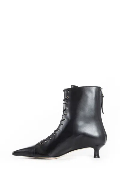 Aeyde Pointed Toe Kitten Heel Ankle Boots In Black