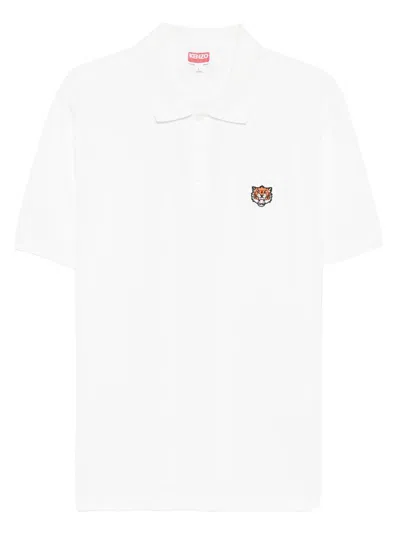 Kenzo White Cotton T-shirt With Embroidered Tiger Logo In White