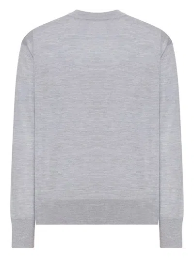 Ami Alexandre Mattiussi Ami Paris Ribbed Hem Sweater With Embroidered Logo In Gray