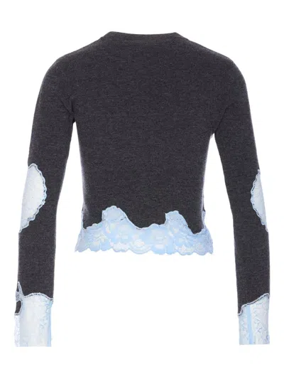 Self-portrait Self Portrait Women Contrast Lace Sweater In Gray