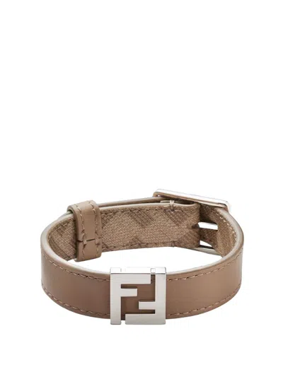 Fendi Ff Reversible Bracelet Accessories In Brown