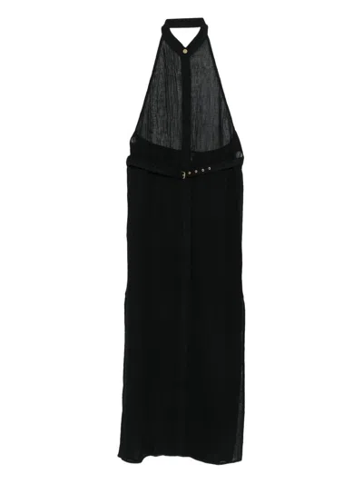 Le Kasha Jabal Halterneck Belted Midi Dress In Black