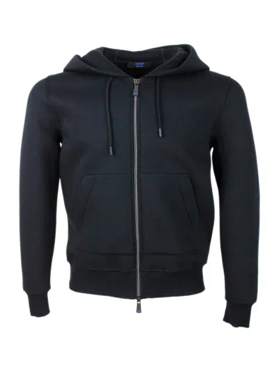 Kiton Tech Fabric Sweatshirt In Blue