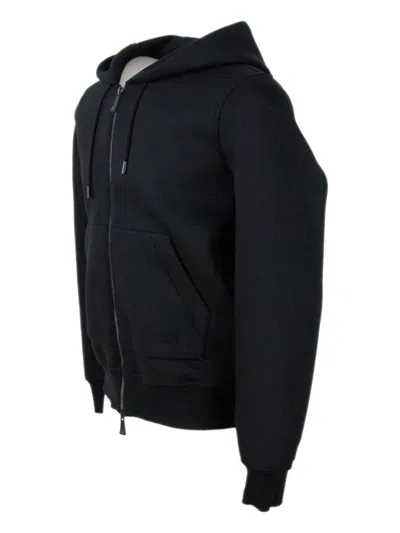 Kiton Tech Fabric Sweatshirt In Blue