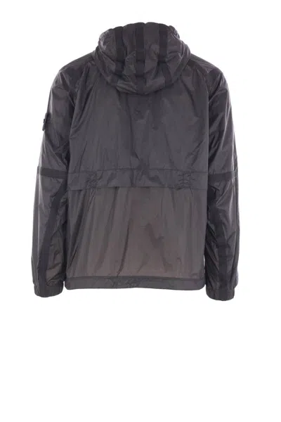 Stone Island Grey Polyamide Sports Jackets In Blue