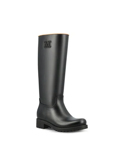 Max Mara Monogram Rain Boots In Black