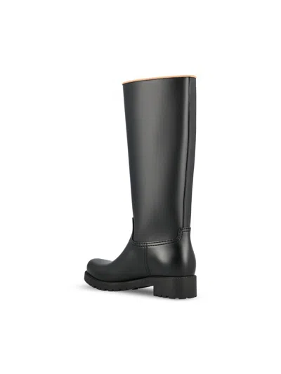 Max Mara Monogram Rain Boots In Black