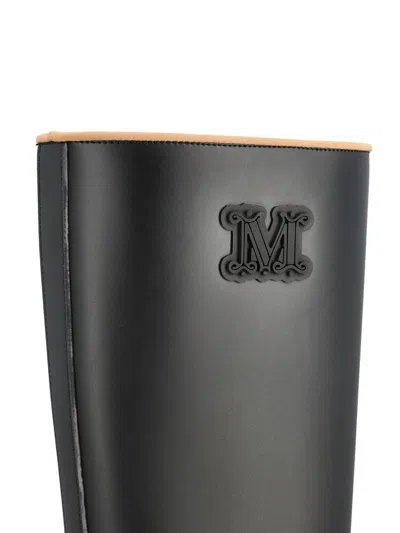 Max Mara Monogram Rain Boots In Black