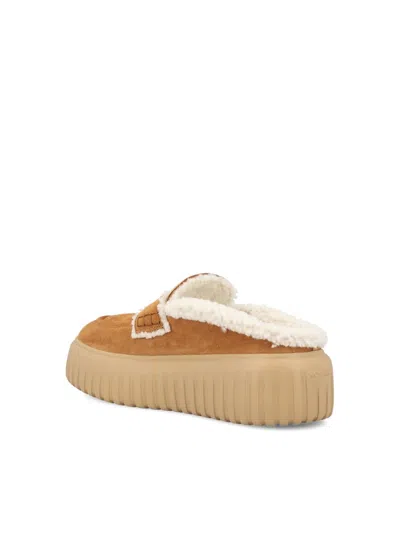 Hogan H-striped Platform Mules In Burgundy