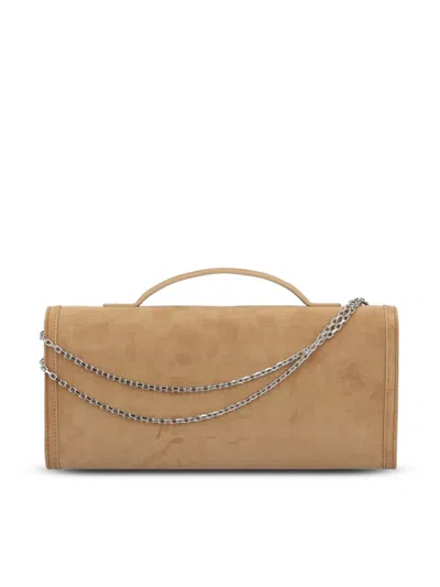 Roger Vivier Belle Vivier Clutch In Suede In Brown