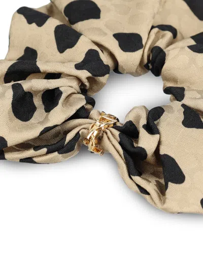 Saint Laurent Leopard-print Silk Hair Scrunchie In Multi