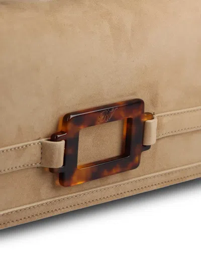 Roger Vivier Belle Vivier Clutch In Suede In Brown