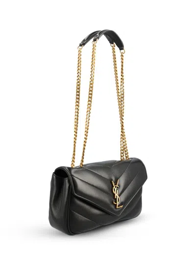 Saint Laurent Quilted Matelasse Leather Shoulder Bag In Black
