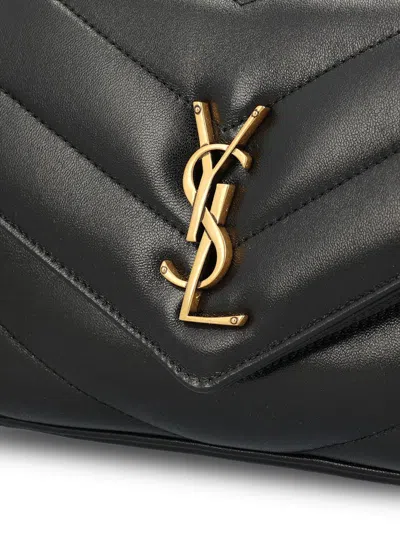 Saint Laurent Quilted Matelasse Leather Shoulder Bag In Black
