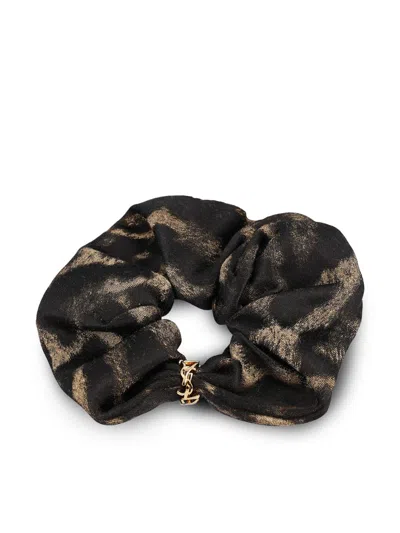 Saint Laurent Silk-cashmere Hair Scrunchie In Black