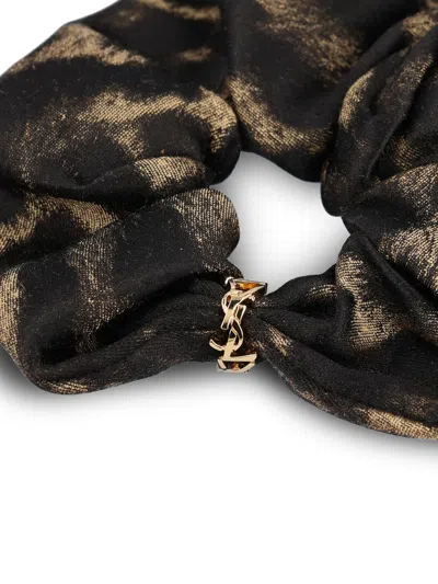 Saint Laurent Silk-cashmere Hair Scrunchie In Black