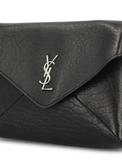 Saint Laurent Men Cassandra Envelope Messenger Bag In Black