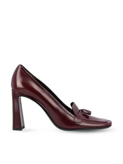 Saint Laurent Chloe 90 Leather Loafer Pumps In Red