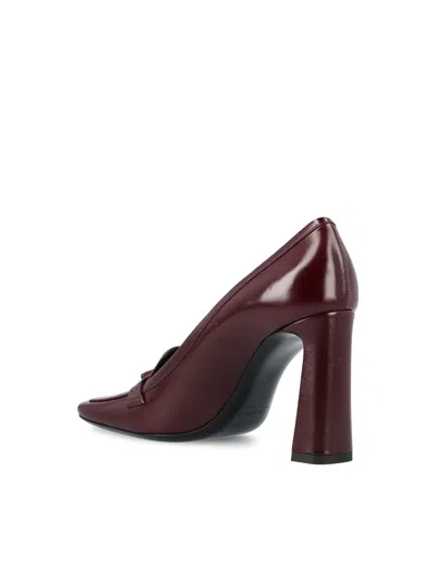 Saint Laurent Chloe 90 Leather Loafer Pumps In Red