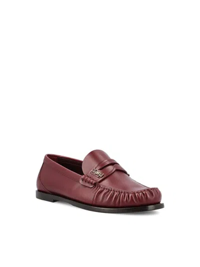 Saint Laurent Cassandre Smooth Leather Penny Loafers In Purple