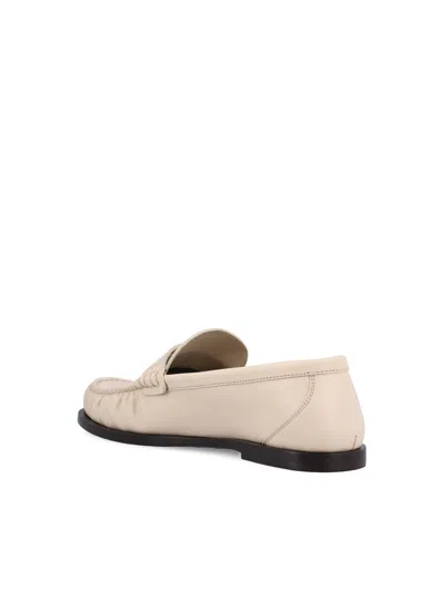Saint Laurent Laurent 05 Leather Loafers In Neutral