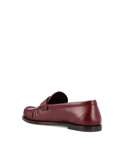 Saint Laurent Cassandre Smooth Leather Penny Loafers In Purple