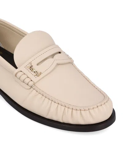 Saint Laurent Laurent 05 Leather Loafers In Neutral