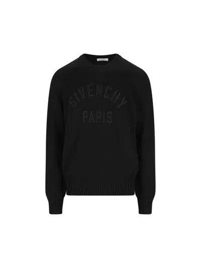 Givenchy Mens Black Logo-embroidered Crewneck Knitted Cotton Jumper Xl In Black