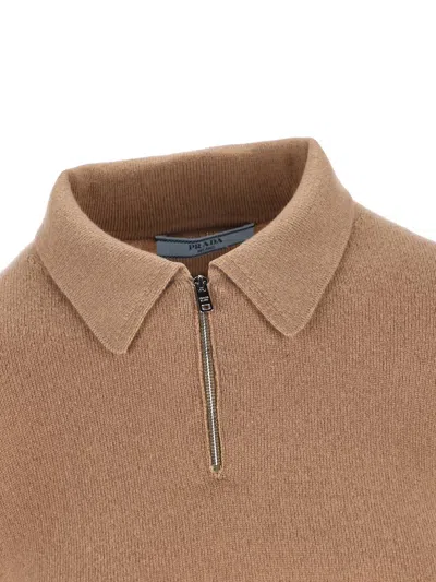 Prada Womens Brown Short-sleeve Cashmere Polo Jumper In Brown