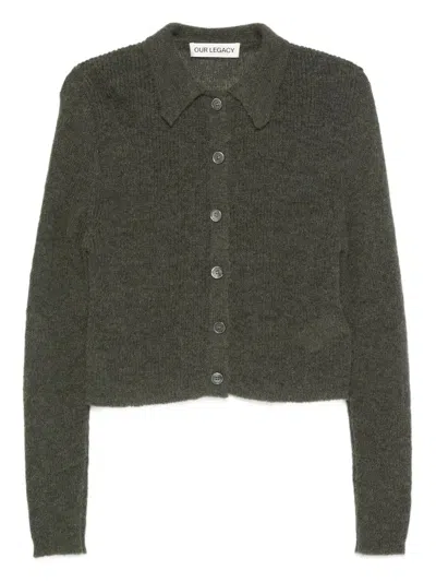 Our Legacy "mazzy" Crop Knit Cardigan Green In Green
