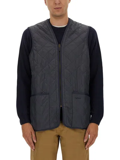 Barbour Quilted Sleeveless Vest Front Pockets In Blue