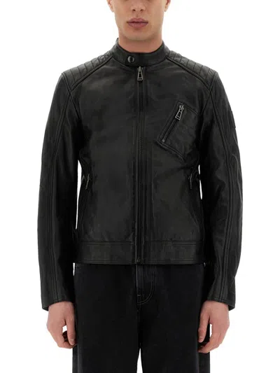 Belstaff Lambskin V Racer Jacket In Black