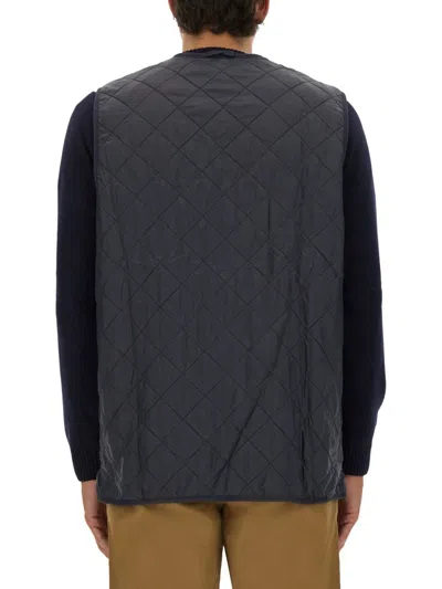 Barbour Quilted Sleeveless Vest Front Pockets In Blue