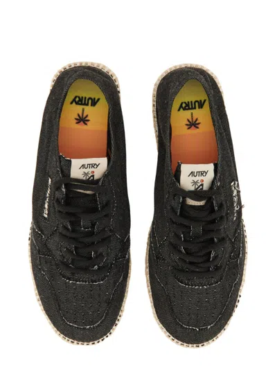 Autry Low Top Denim Espadrilles Sneakers In Black