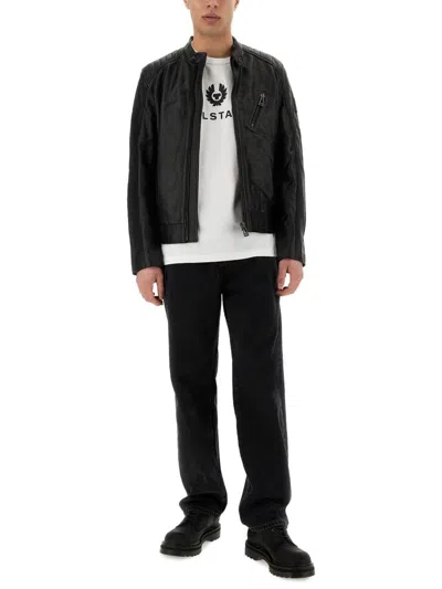 Belstaff Lambskin V Racer Jacket In Black