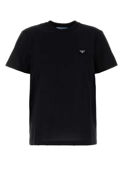 Prada Cotton Crew-neck T-shirt In Black