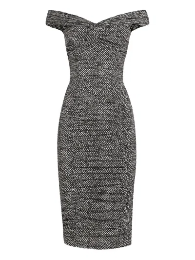 Dolce & Gabbana Draped Silk Dress Bandeau Neckline In Gray