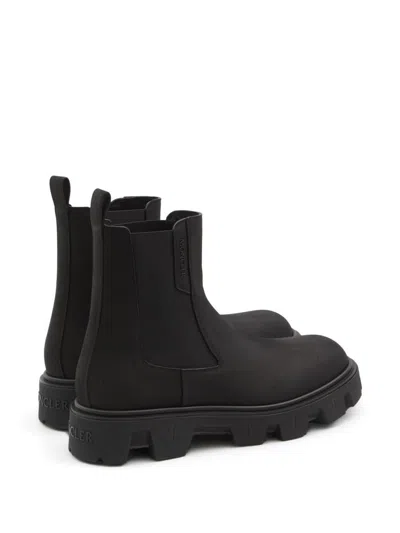 Moncler Peak City Nubuck Chelsea Boots In Black