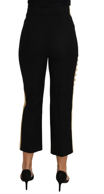 Dolce & Gabbana Military Embellished Women'ss Black Gold Dress Women's Pant In Black