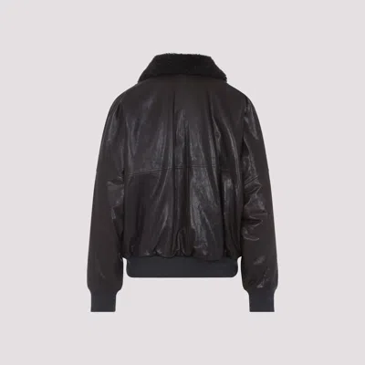 Brunello Cucinelli Leather Jacket With Shearling Collar In Black
