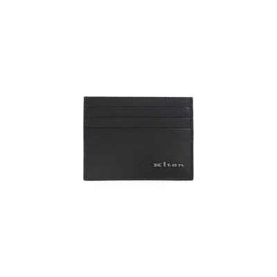 Kiton Saffiano Leather Bi-fold Wallet In Black