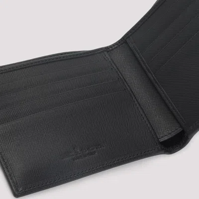 Kiton Saffiano Leather Bi-fold Wallet In Black