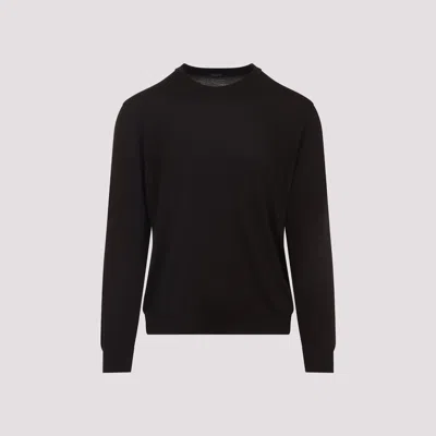 Kiton Cashmere-silk Blend Sweater With Classic Crew Neckline In Brown
