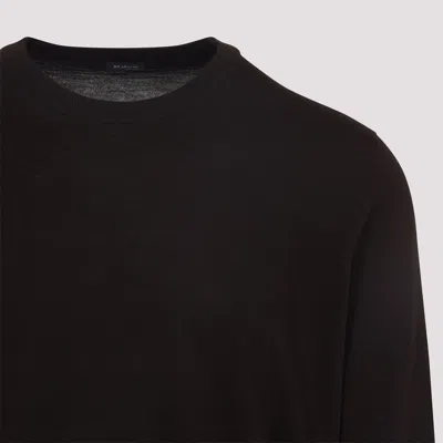 Kiton Cashmere-silk Blend Sweater With Classic Crew Neckline In Brown